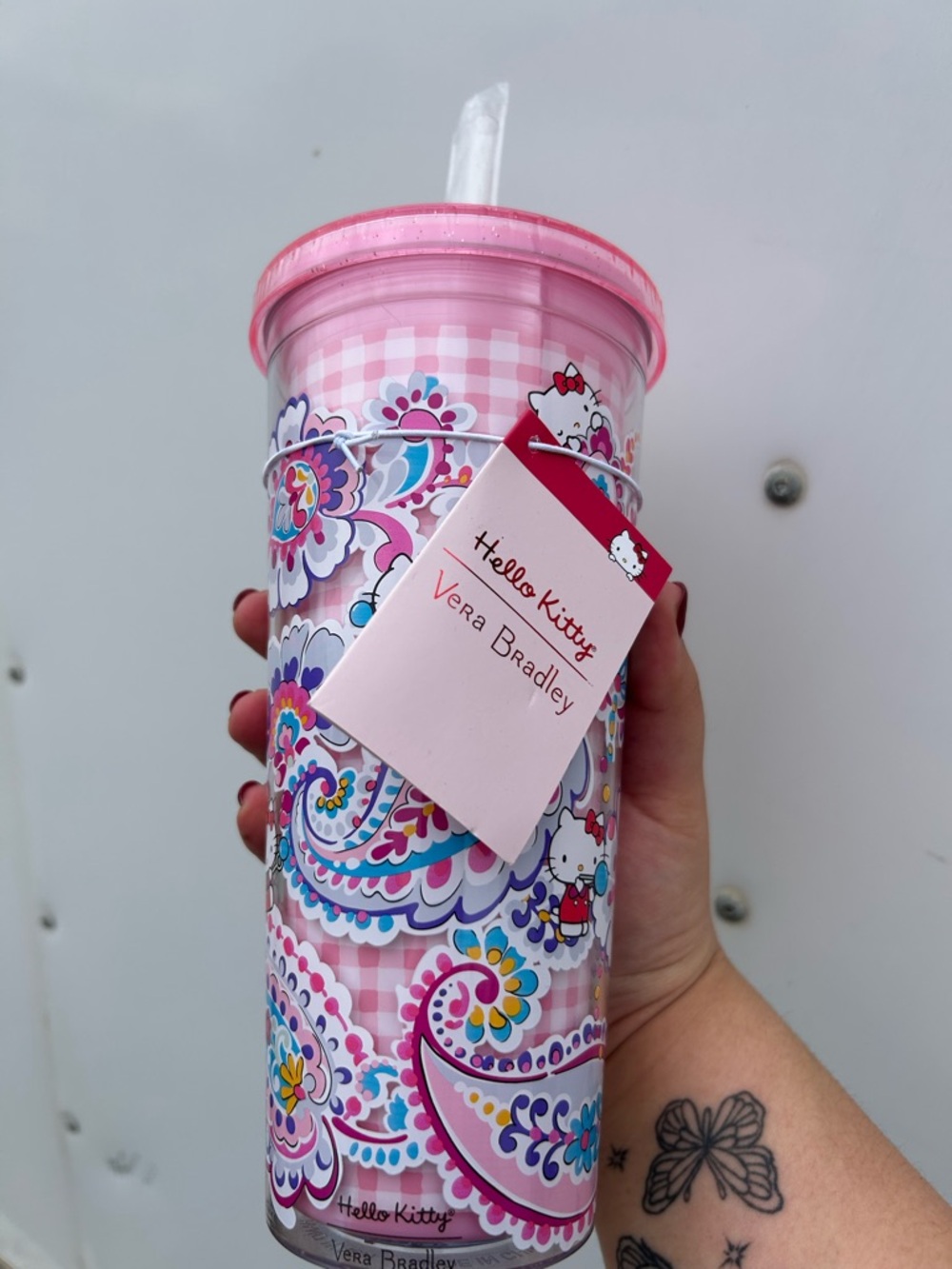 Vera Bradley Hello Kitty Pink Paisley Travel Tumbler - Picture 2 of 2